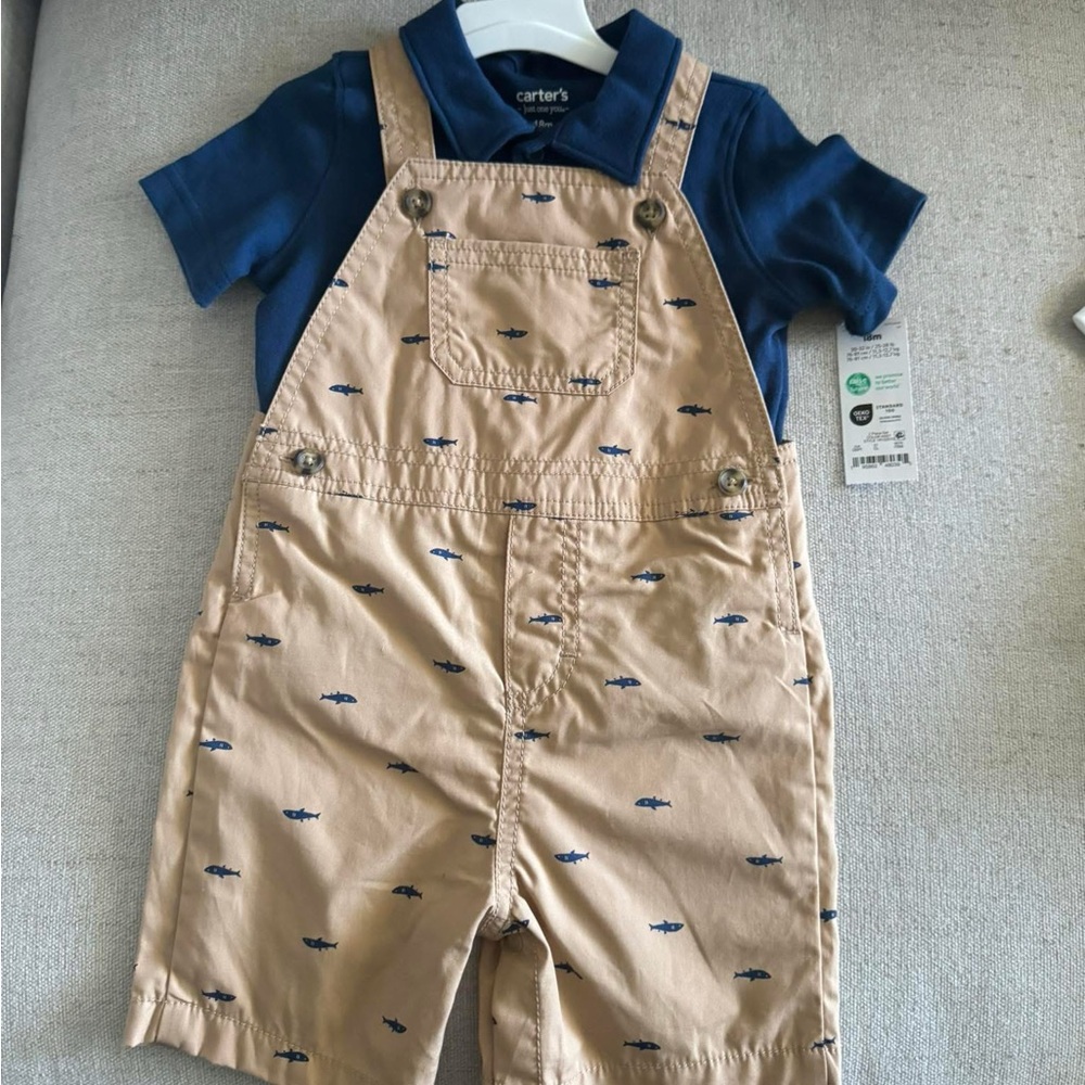 Carter's Overalls with Blue Shirt Set